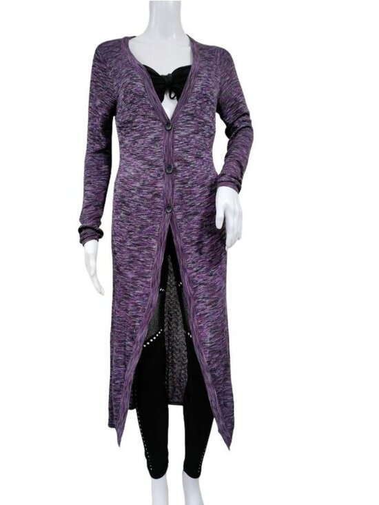 Boutique Forever 21 Stretch Long Purple Cardigan S - Picture 2 of 11